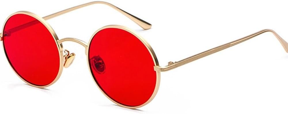 

золотые круглые металлические солнцезащитные очки для мужчин в стиле ретро, ​​летний стиль, женские солнцезащитные очки с красными линзами, унисекс, желтые, розовые, черные WNCKSQ, Gold With Red