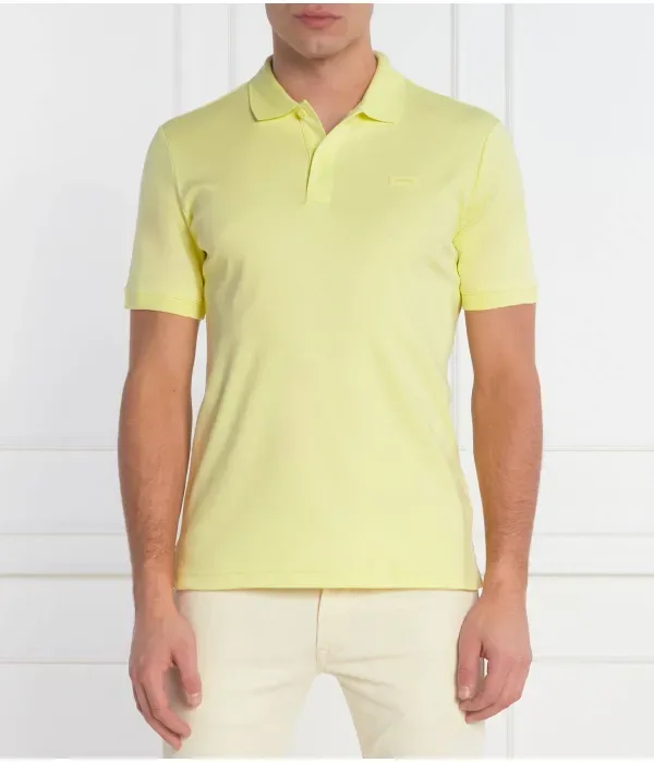 Поло из гладкого хлопка slim fit Calvin Klein, лаймовый