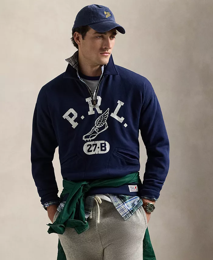 

Мужской свитшот с логотипом в винтажном стиле Polo Ralph Lauren, синий