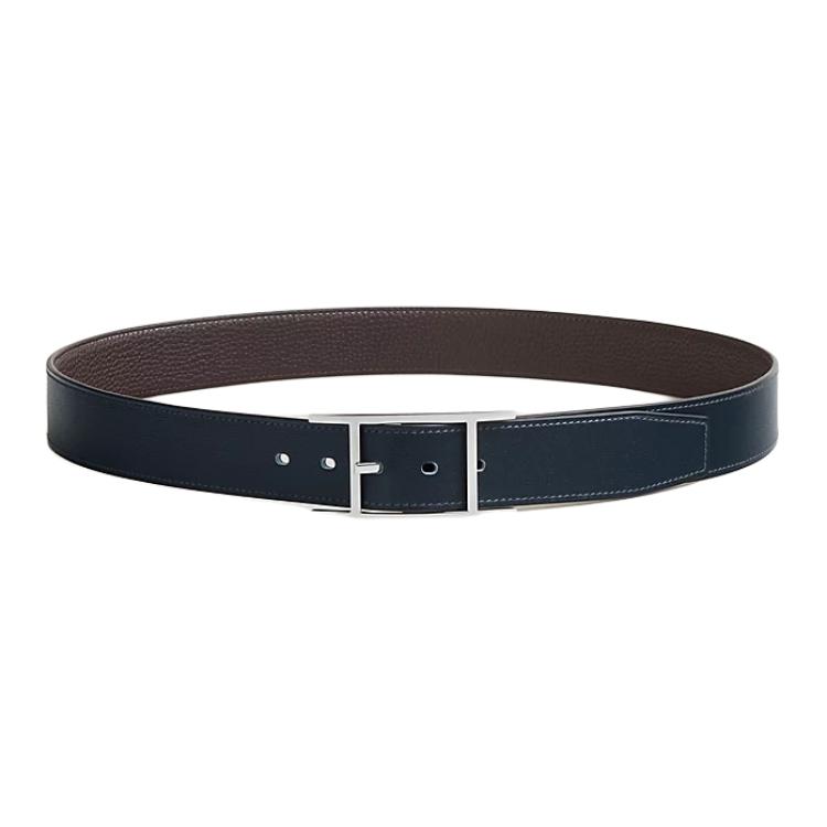 

HERMES Тельняшка, палладированная кожаный ремень мужской dark blue ширина 3,2 см