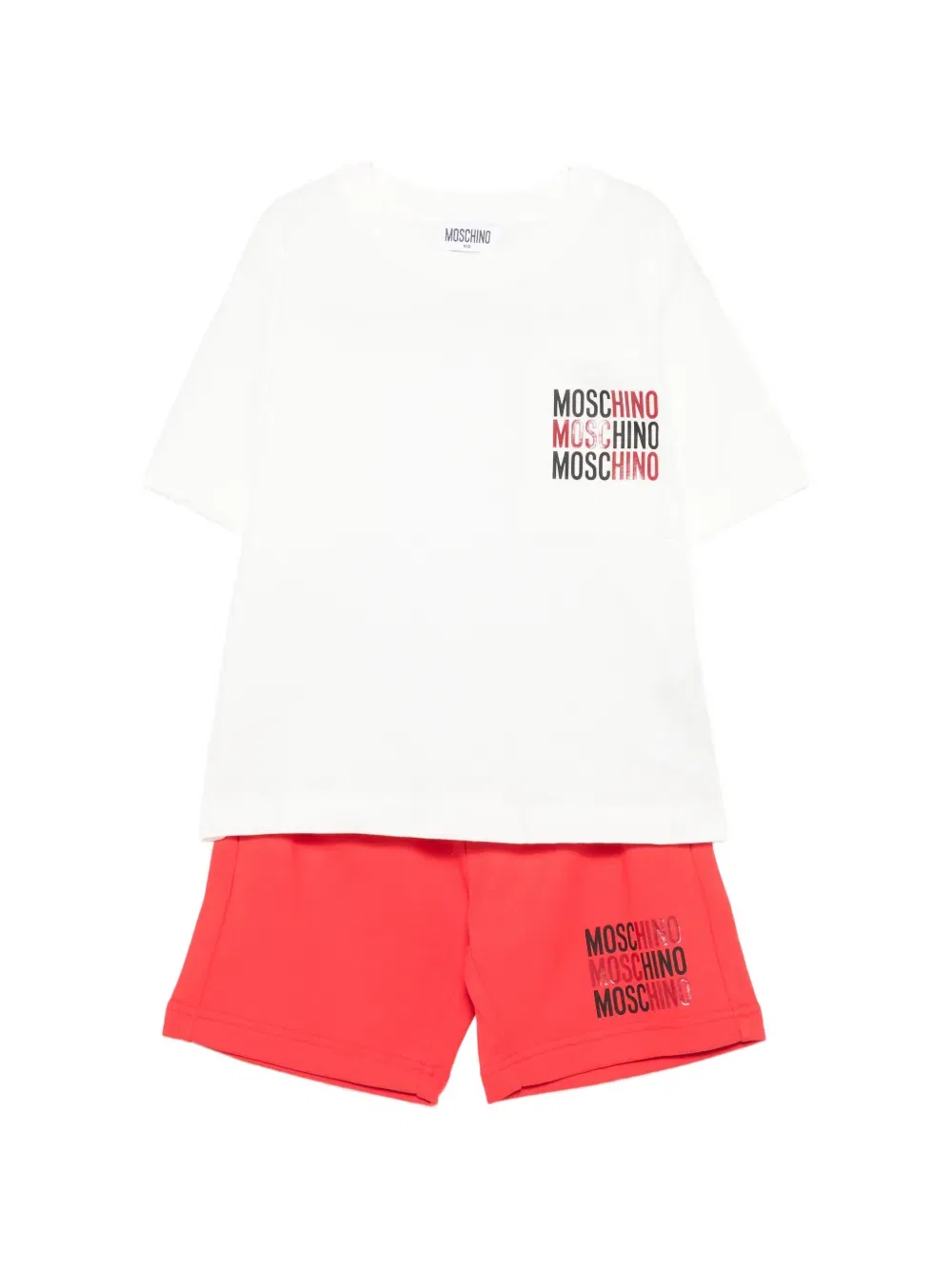 Футболка и шорты с карманом и логотипом Moschino Kids, красный