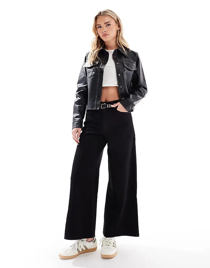 

Джинсы широкого кроя чистого черного цвета Miss Selfridge