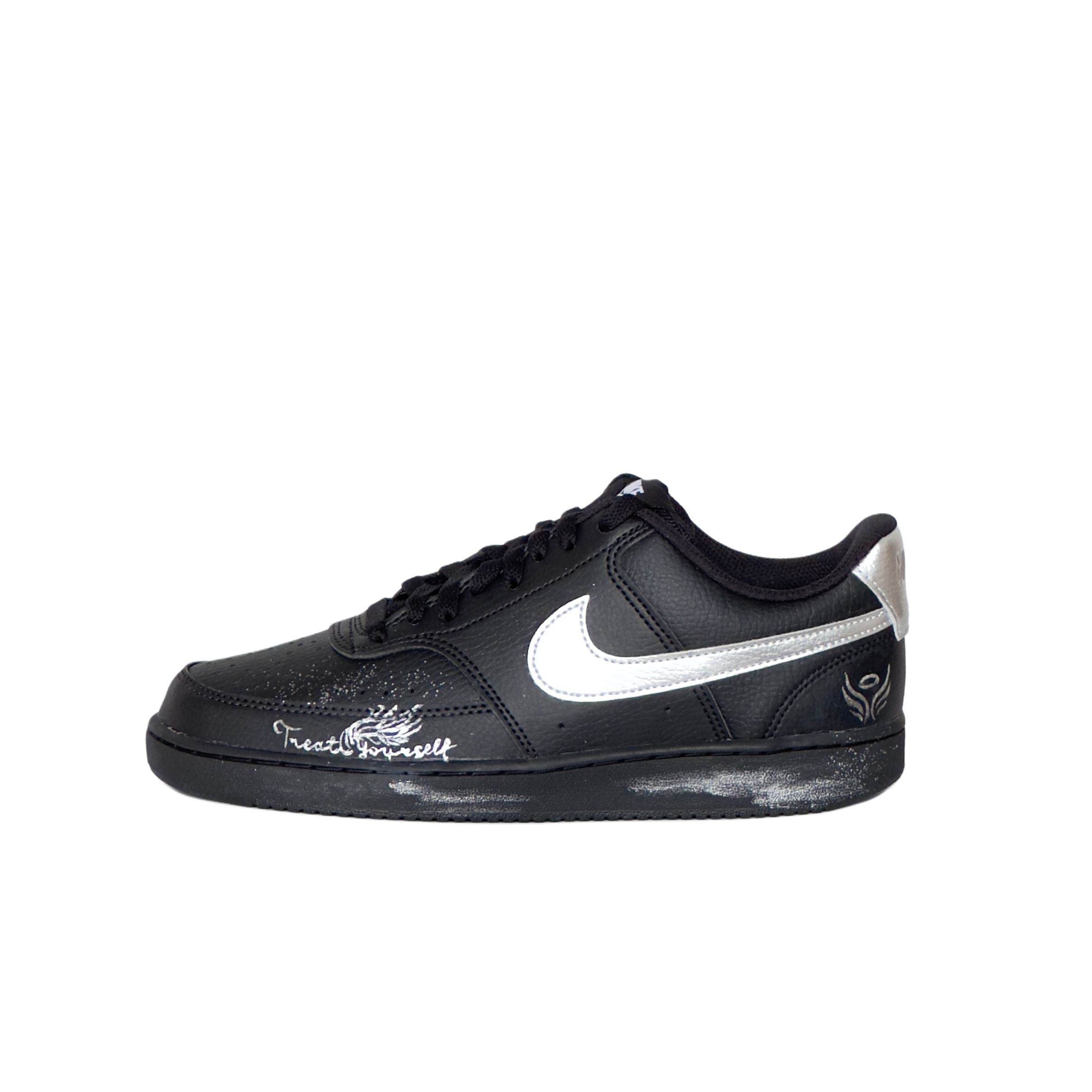 

Nike Court Vision 1 Black Silver Wings термостойкие устойчивые к истиранию низкие скейтборд кроссовки men's black