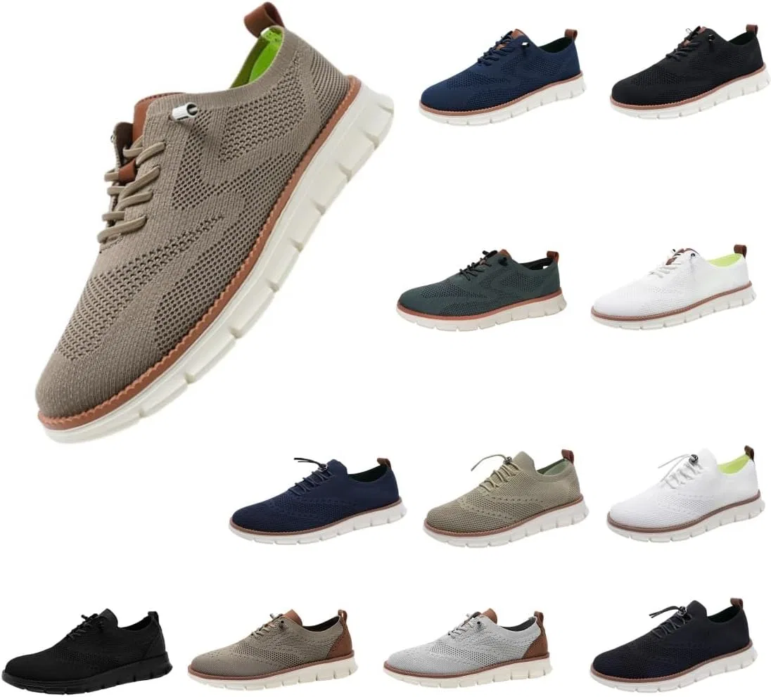 Лоферы мужские повседневные Mesh Knit Lace-Up, A-khaki XDFVC