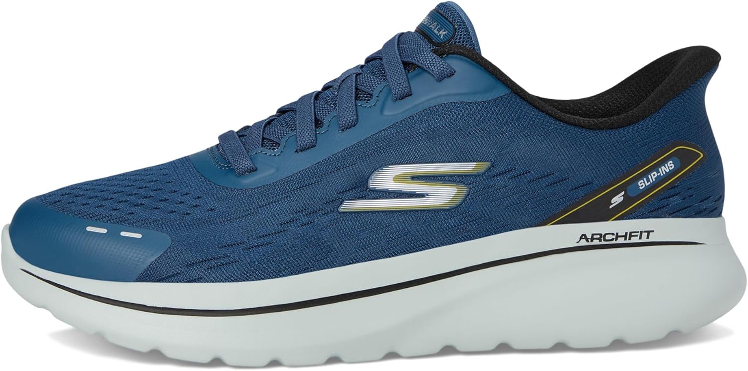 Мужские кроссовки Skechers Go Walk Arch Fit N-Joy без застежек с поддержкой свода стопы, темно-синий — фото 4