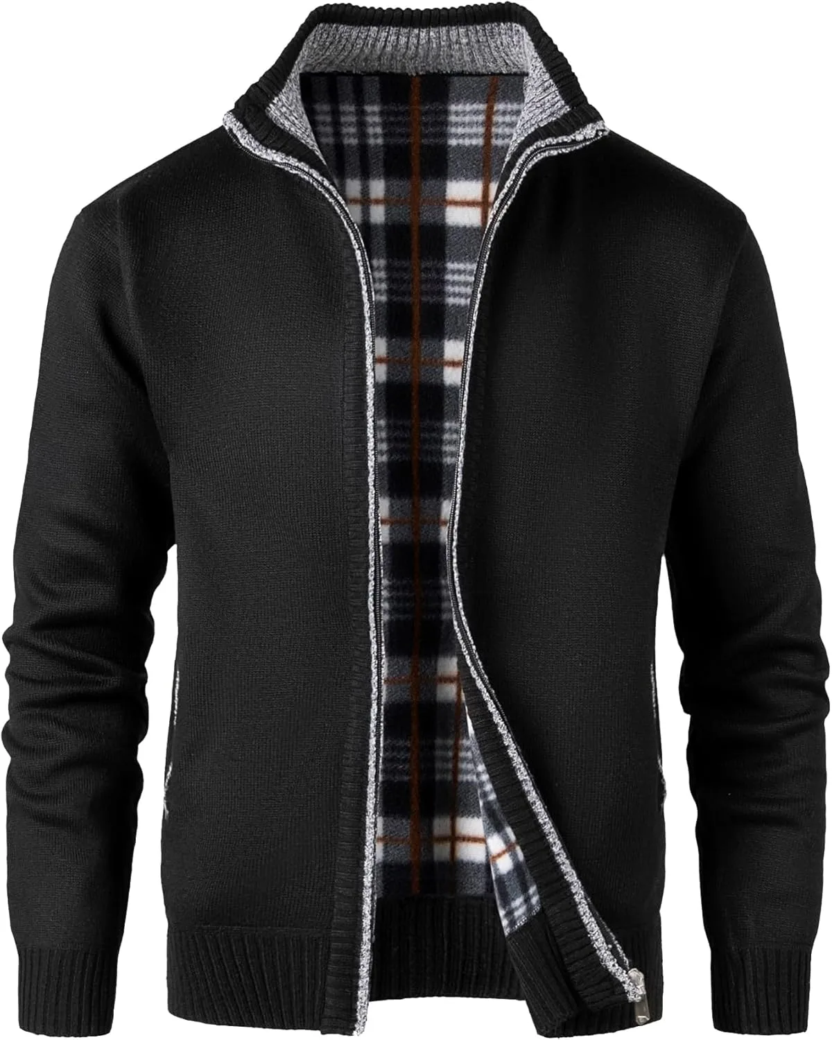 

Мужской кардиган с воротником стойкой и молнией KTWOLEN