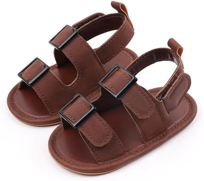 

Сандалии Meckior для малышей, мальчиков и девочек, новорожденные, с нескользящей мягкой резиновой подошвой, открытым носком, для улицы, повседневные летние первые шаги, темно-коричневый