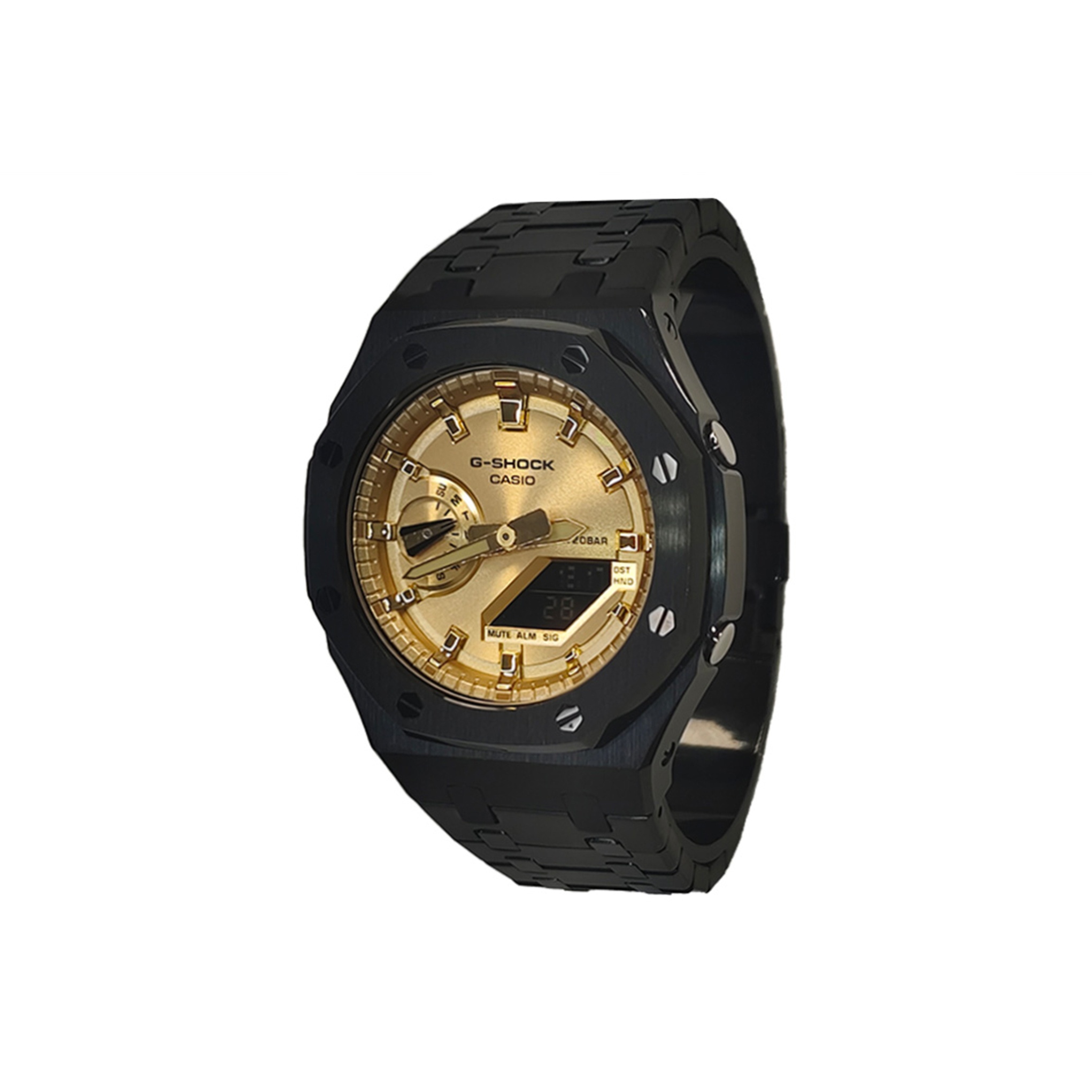 

CASIO Часы Men Liquid Crystal/Analog Dual Display Series 44mm Gold Watch, Black Steel Gold Spots