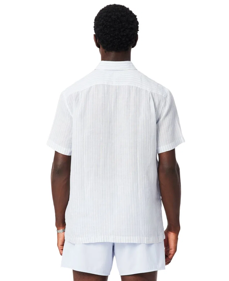 Мужская льняная рубашка стандартного кроя Lacoste, синий — фото 4