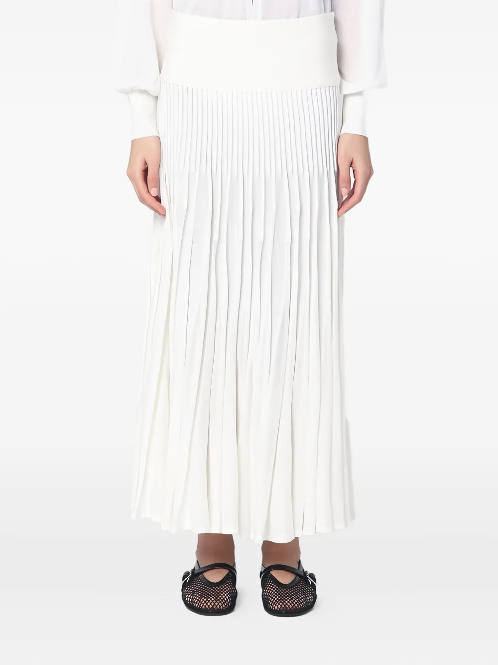 

Трикотажная плиссированная юбка Alaïa, белый