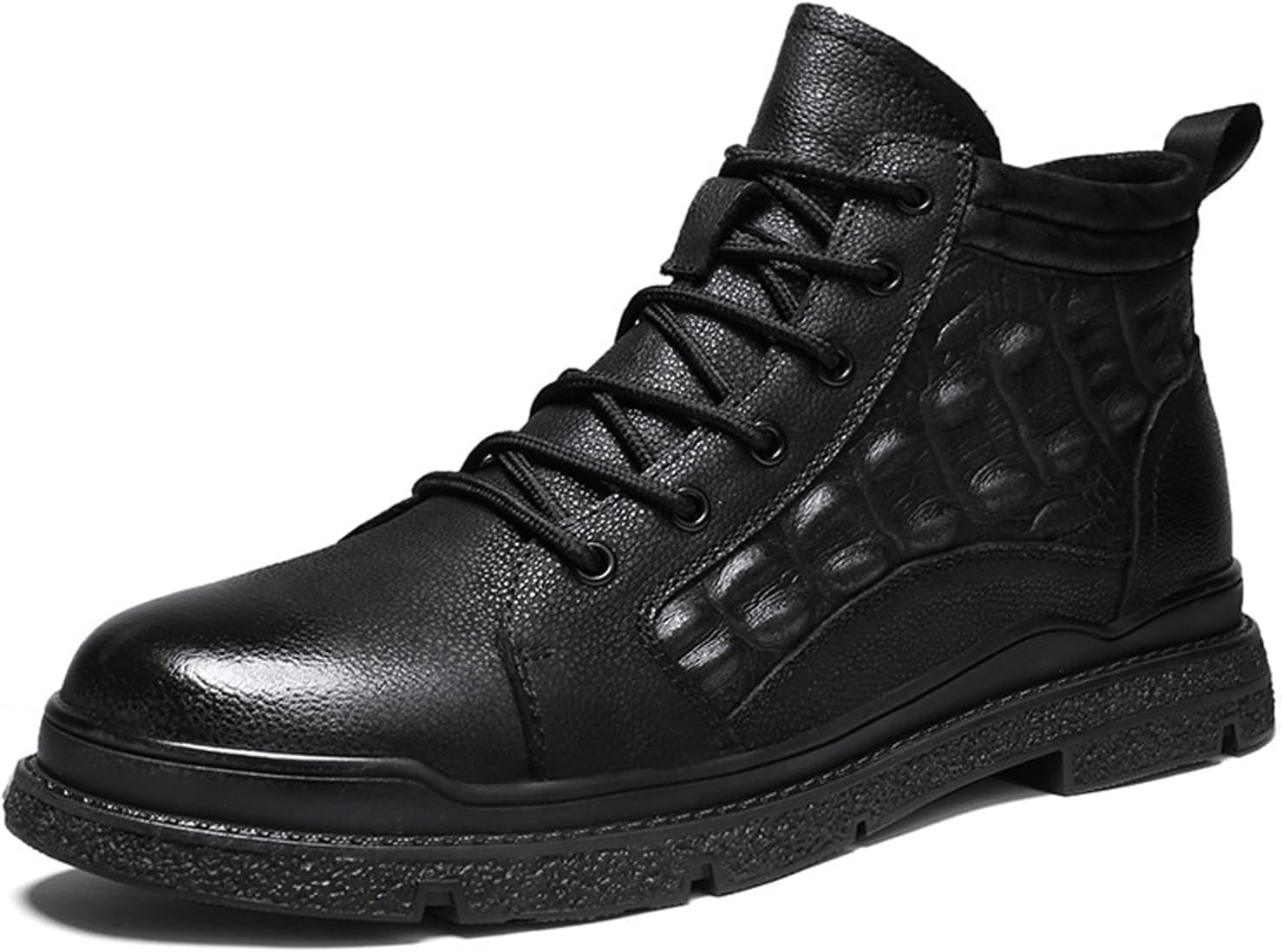 

Мужские кожаные туфли на шнуровке с высоким верхом Oxford, слипоны, повседневные, противоскользящие и теплые ботинки Chukka, модные, роскошные, деловые повседневные туфли Nileeke, черный