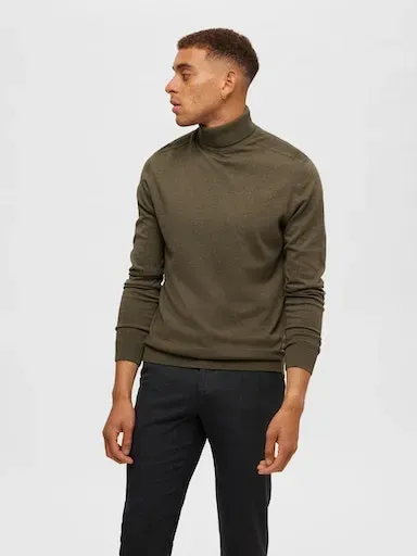 

Вязаный свитер SELECTED HOMME "SLHBERG ROLL NECK NOOS", зеленый