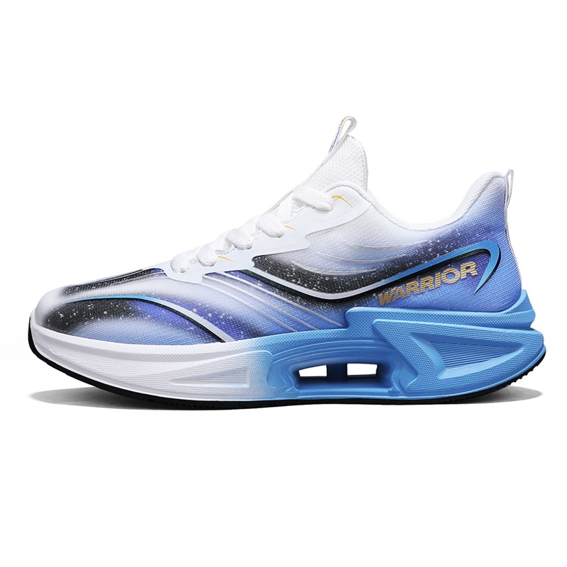 

WARRIOR Скользоустойчивые дышащие упругие мужские низкие кеды для бега белый фиолетовый черный, цвет White Purple Black