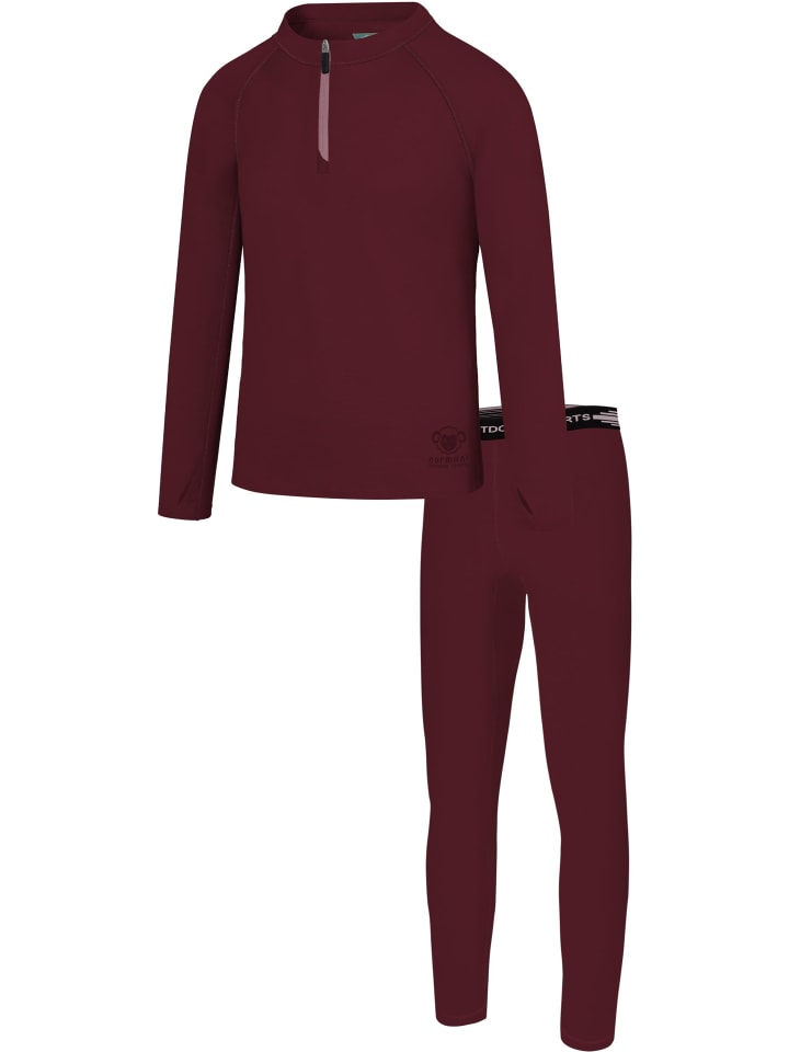 Normani Outdoor Sports Топ из мериносовой шерсти «Ньяпари» и брюки из мериносовой шерсти «Маккей» цвета бордо — фото 3