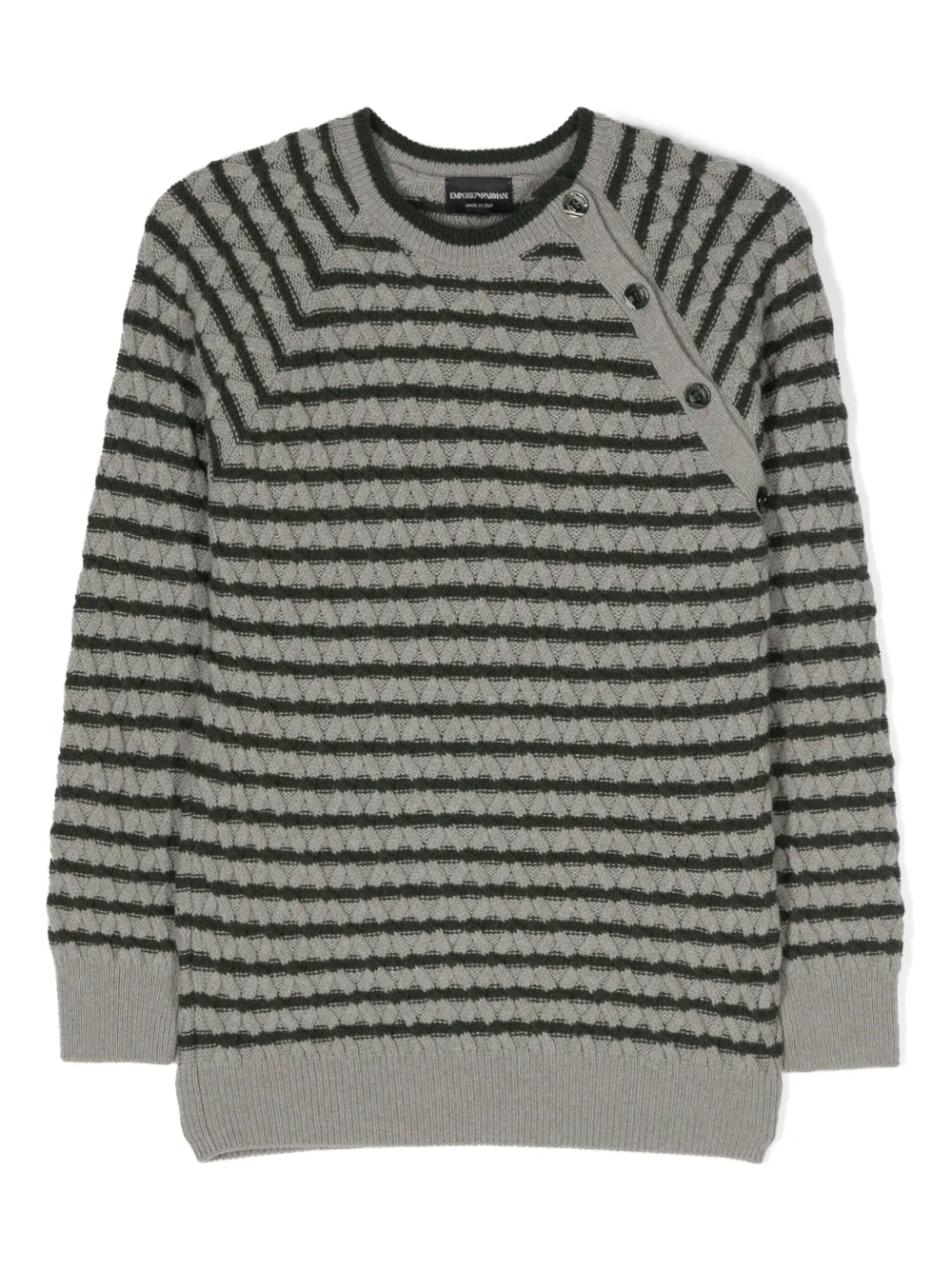 

Полосатый джемпер фактурной вязки Emporio Armani Kids, серый