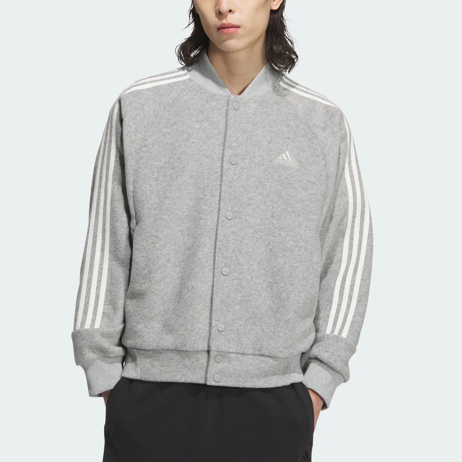 Adidas Курка Unisex Pure Gray с тремя полосками, Pure Quality Gray — фото 4
