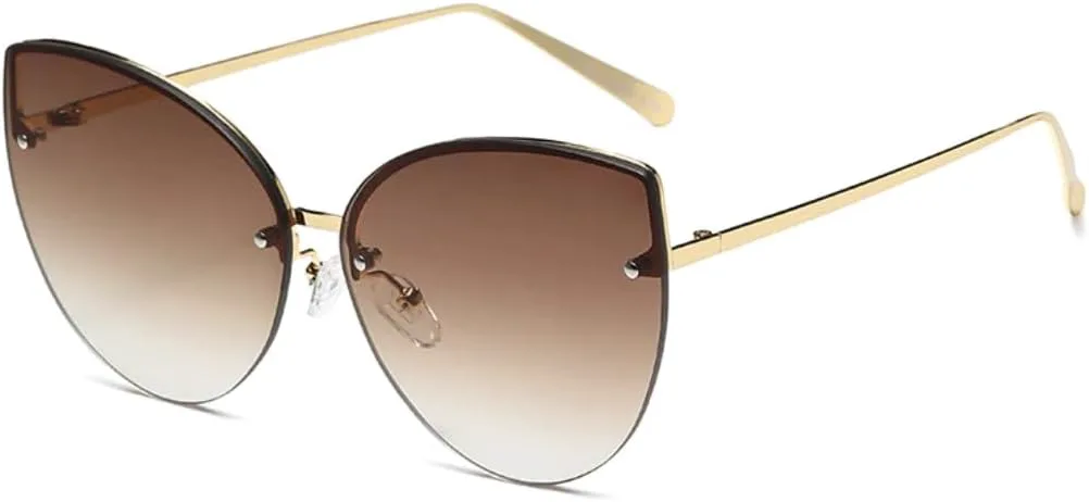 

Винтажные солнцезащитные очки без оправы с градиентным переходом цвета, металлическая оправа, защита от УФ-излучения UV400, летние, для женщин VFDHN, Gradient Brown