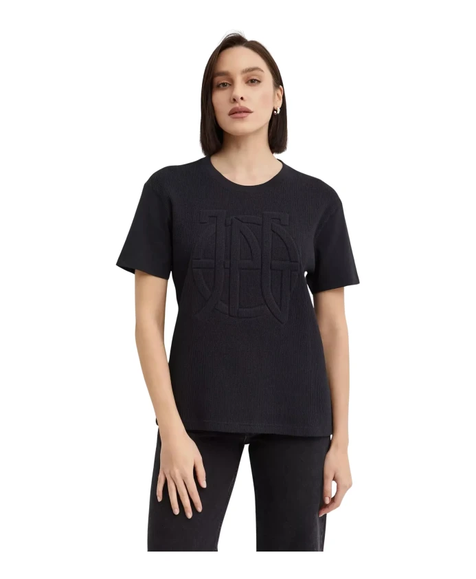 

Черная футболка оверсайз с тисненым логотипом Jean Paul Gaultier, черный