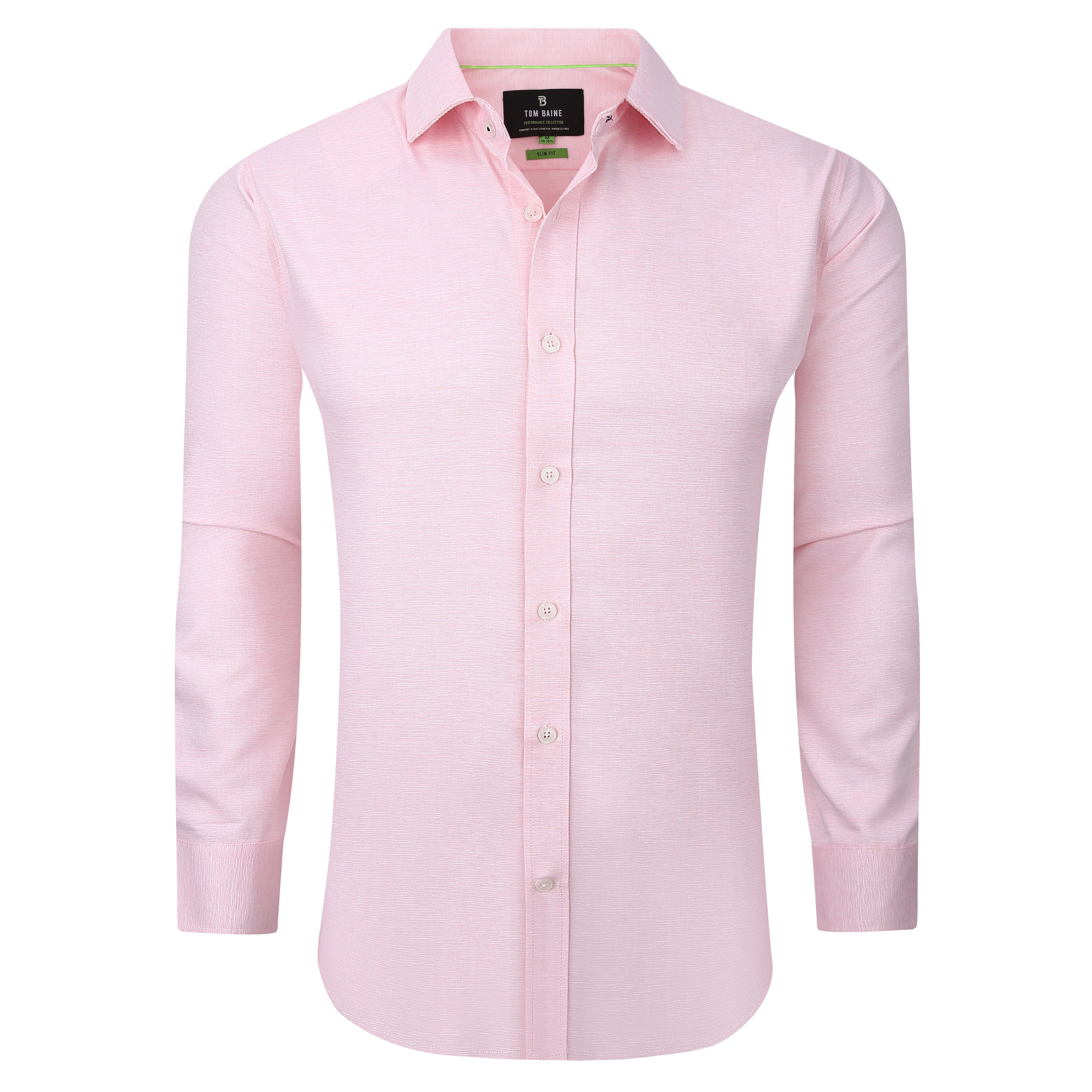 

Tom Baine Solid Linen Feel Мужская рубашка с длинным рукавом, розовый
