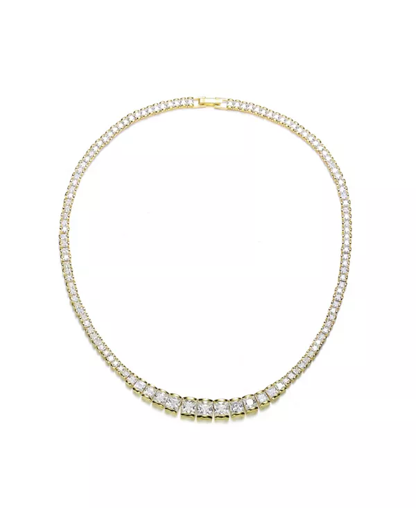 

Теннисное ожерелье из стерлингового серебра с 14-каратным золотом и прозрачными кубическими цирконами Genevive, gold