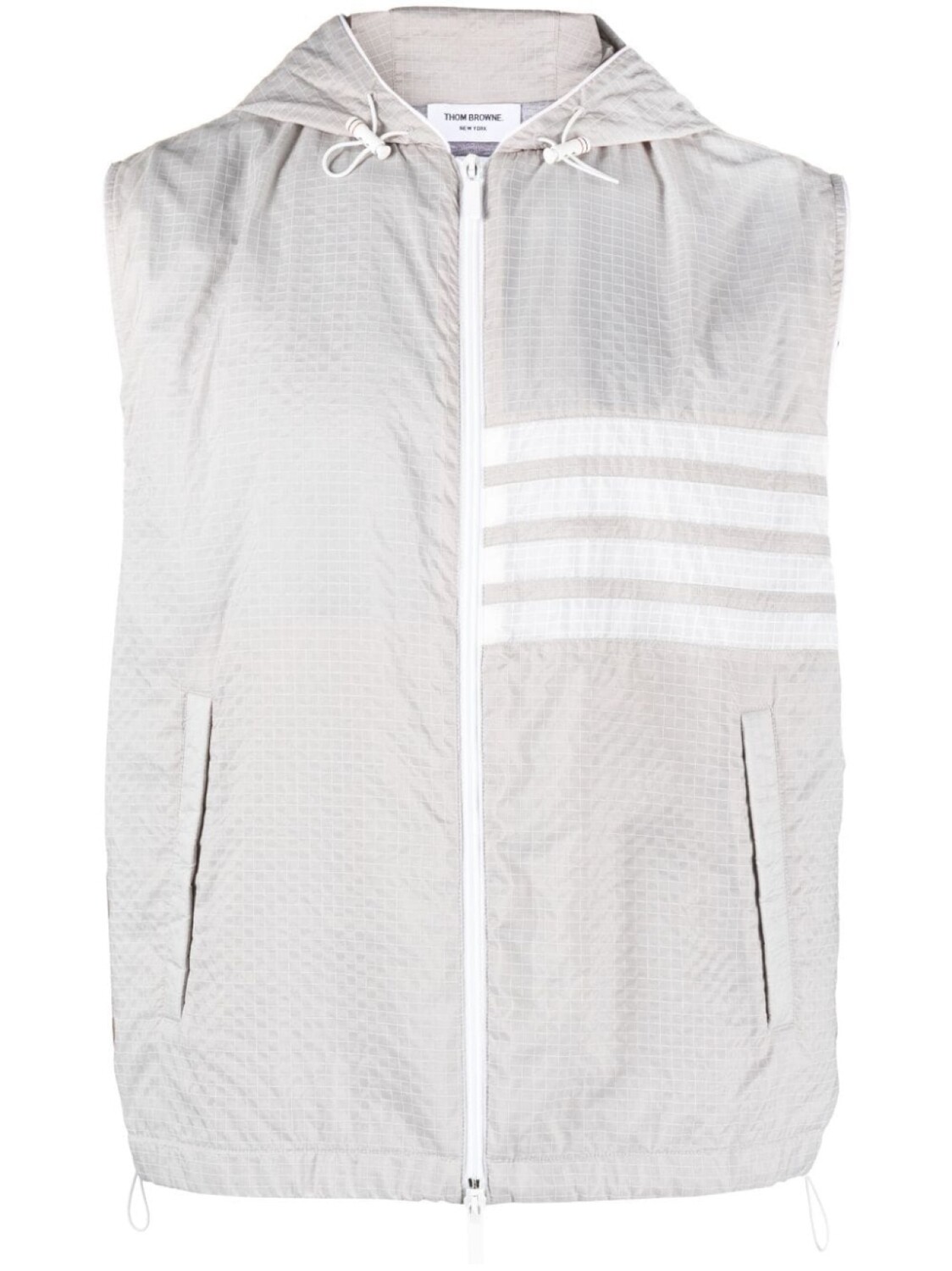 

Thom Browne жилет с капюшоном и полосками 4-Bar, серый
