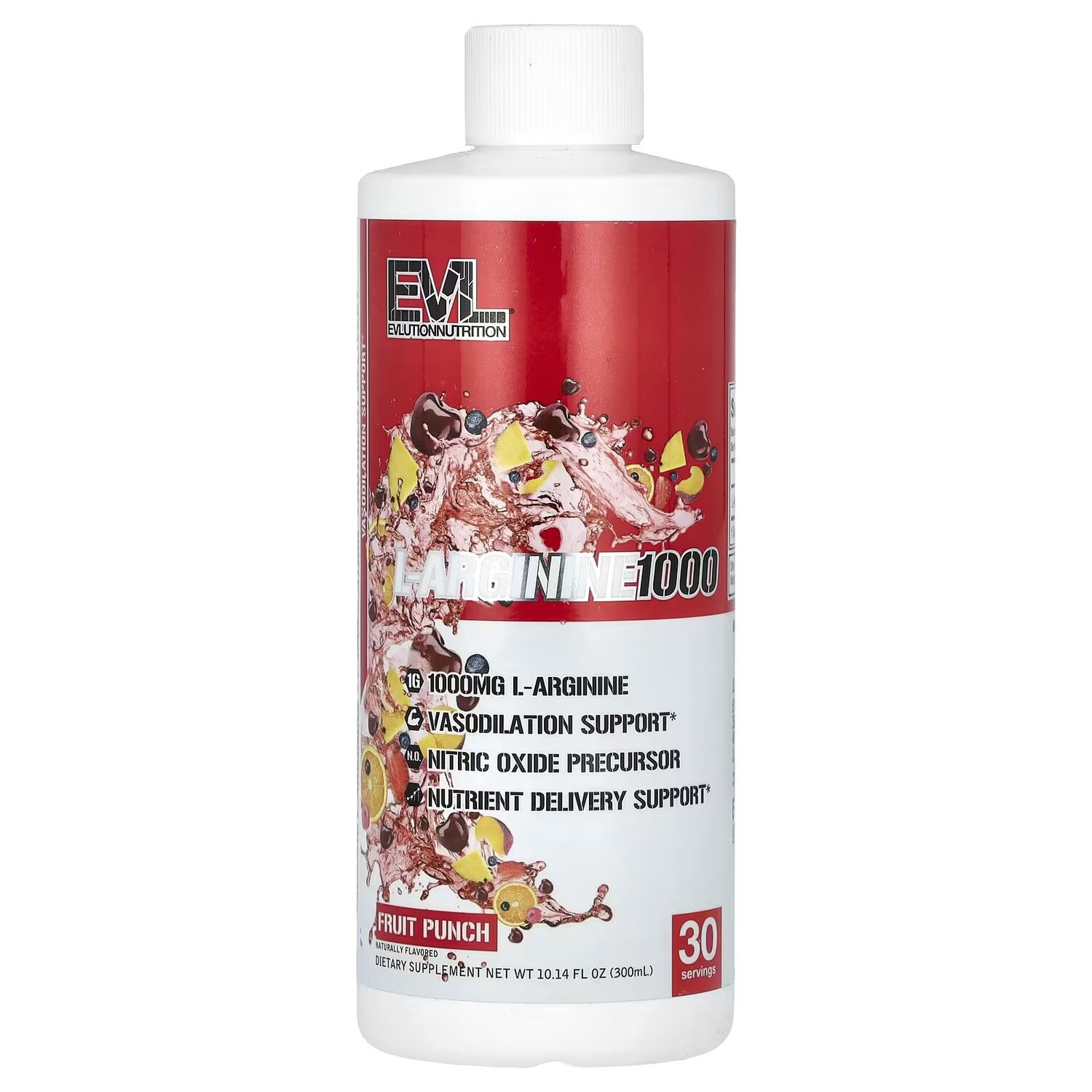 

L-аргинин 1000, фруктовый пунш, 10,14 жидких унций (300 мл) Evlution Nutrition