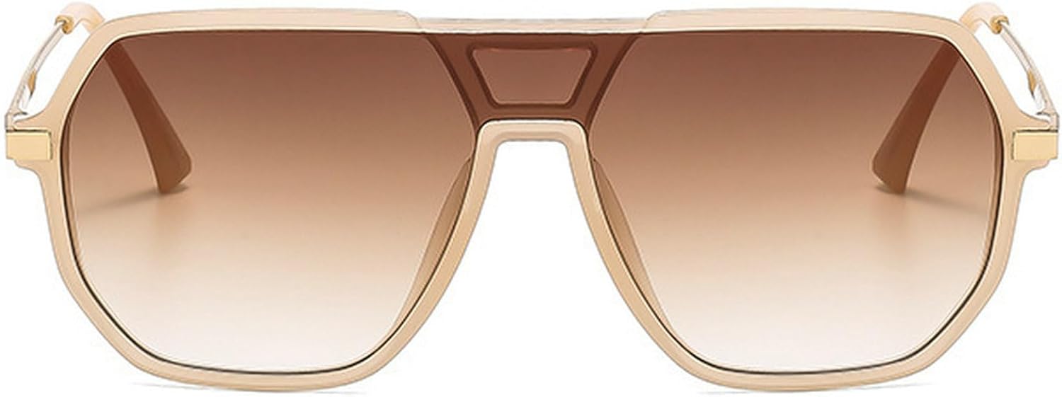 

Крупные ретро-солнцезащитные очки квадратной формы для женщин, модные очки-пилот 2025 года, защита от УФ-излучения UV400, металлический цвет, цвет шампанского mincl, Brown