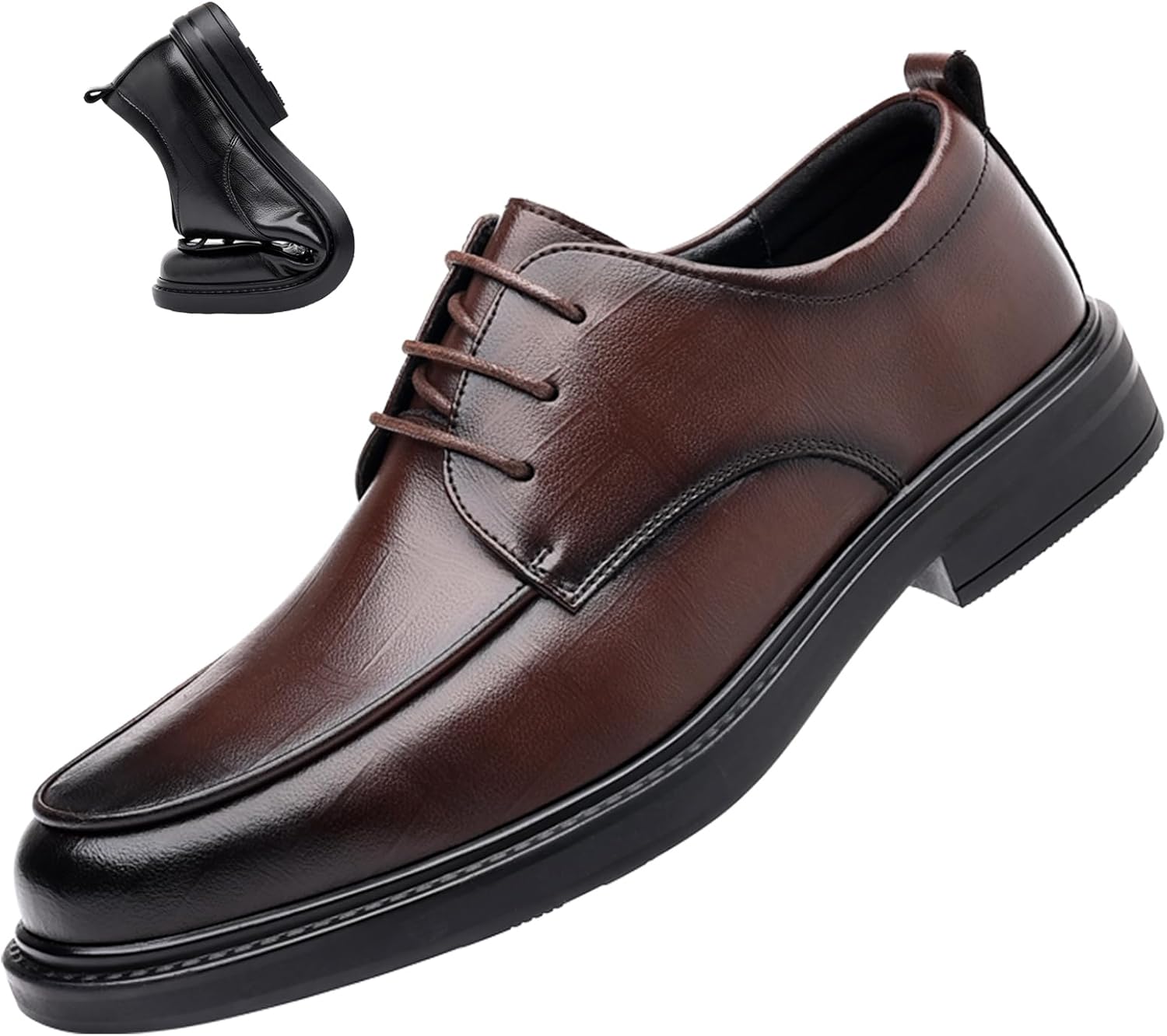 

Мужские классические оксфорды из натуральной кожи, повседневные удобные низкие туфли на шнуровке для бизнеса и официальных мероприятий Oigunle, коричневый