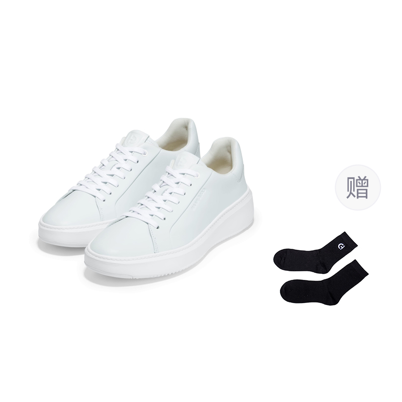 

COLE HAAN Скользоустойчивые мужские скейтерские кеды низкие белые с носками, цвет White (Comes with Socks)