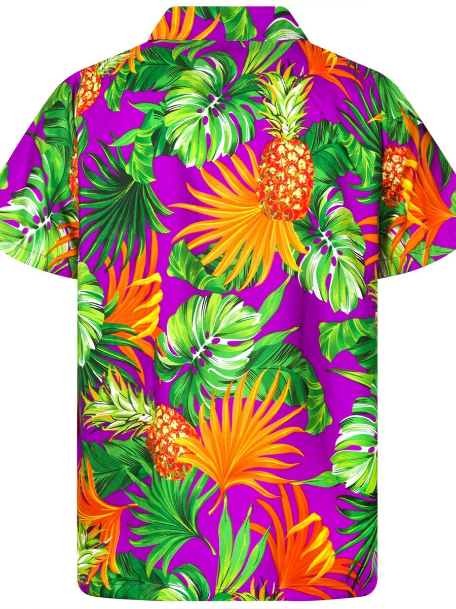 Рубашка на пуговицах классического кроя King Kameha Pineapple Leaves, фиолетовый — фото 2