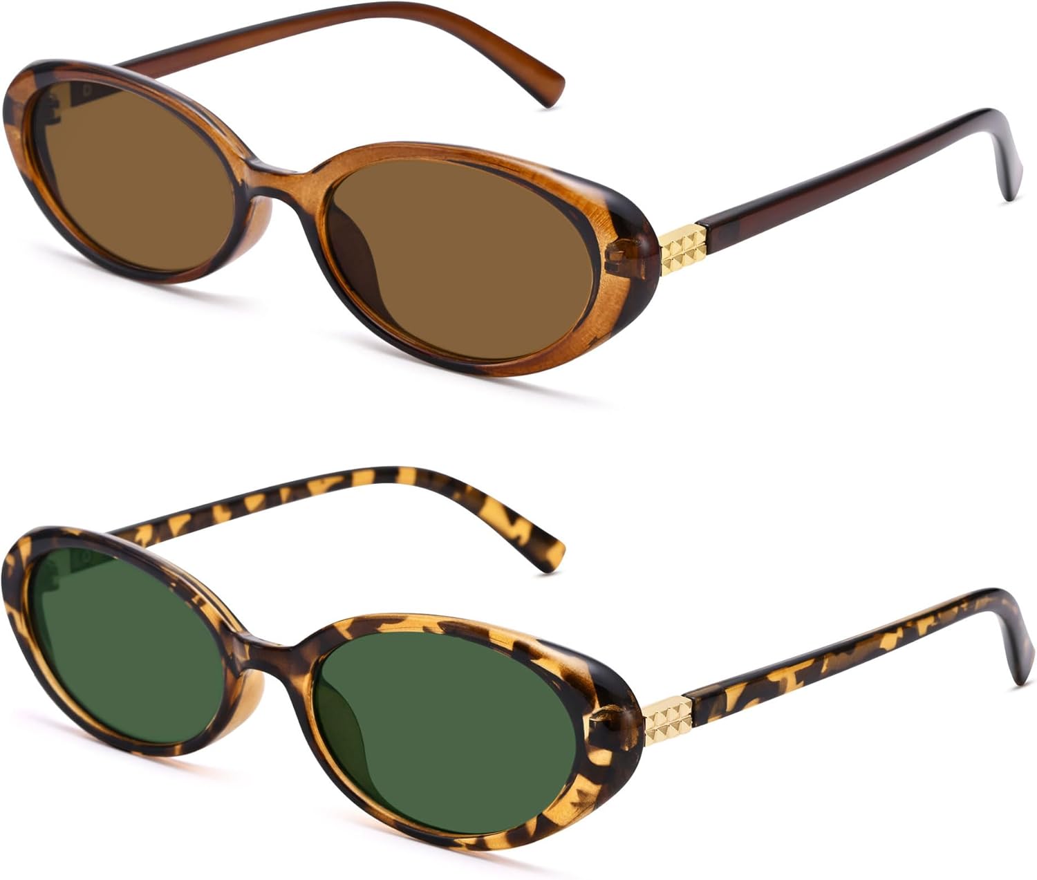 

Солнцезащитные очки Pro Acme Retro Oval для женщин в стиле 90-х, винтажные, в маленькой оправе, «кошачий глаз», модные очки в стиле Y2K, Brown Frame/Brown Lens + Leopard Frame/Green Lens