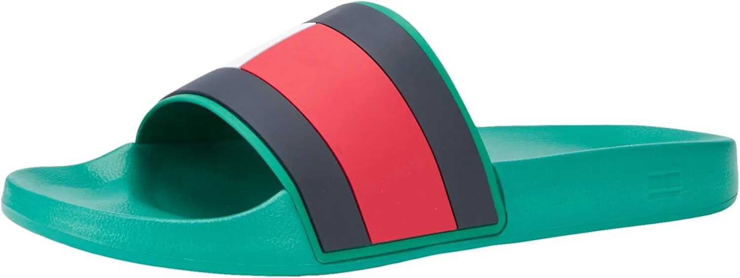 Tommy Hilfiger Men's Rubber Th Flag Pool Slide Fm0fm04236Slide, зеленый — фото 4