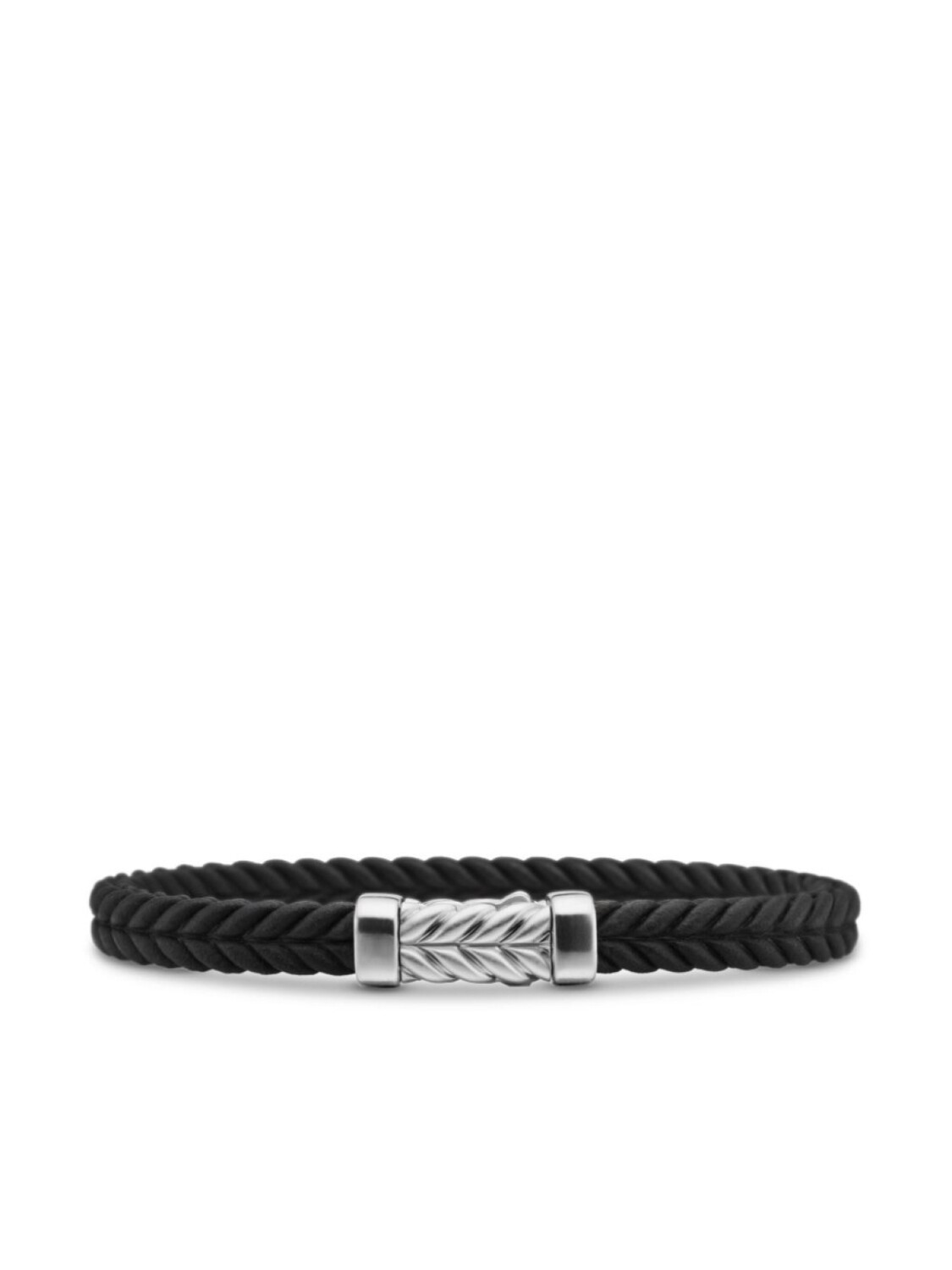 

Браслет из стерлингового серебра с черными бриллиантами Chevron David Yurman, серебряный