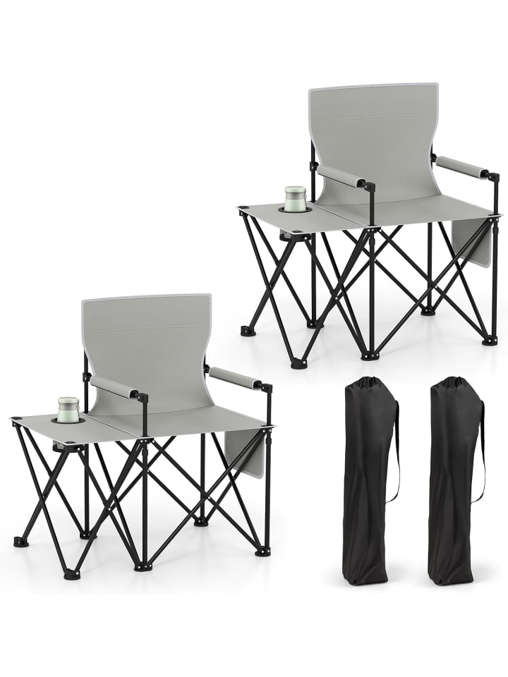 

COSTWAY Складные кемпинговые стулья, комплект из 2 штук, серые