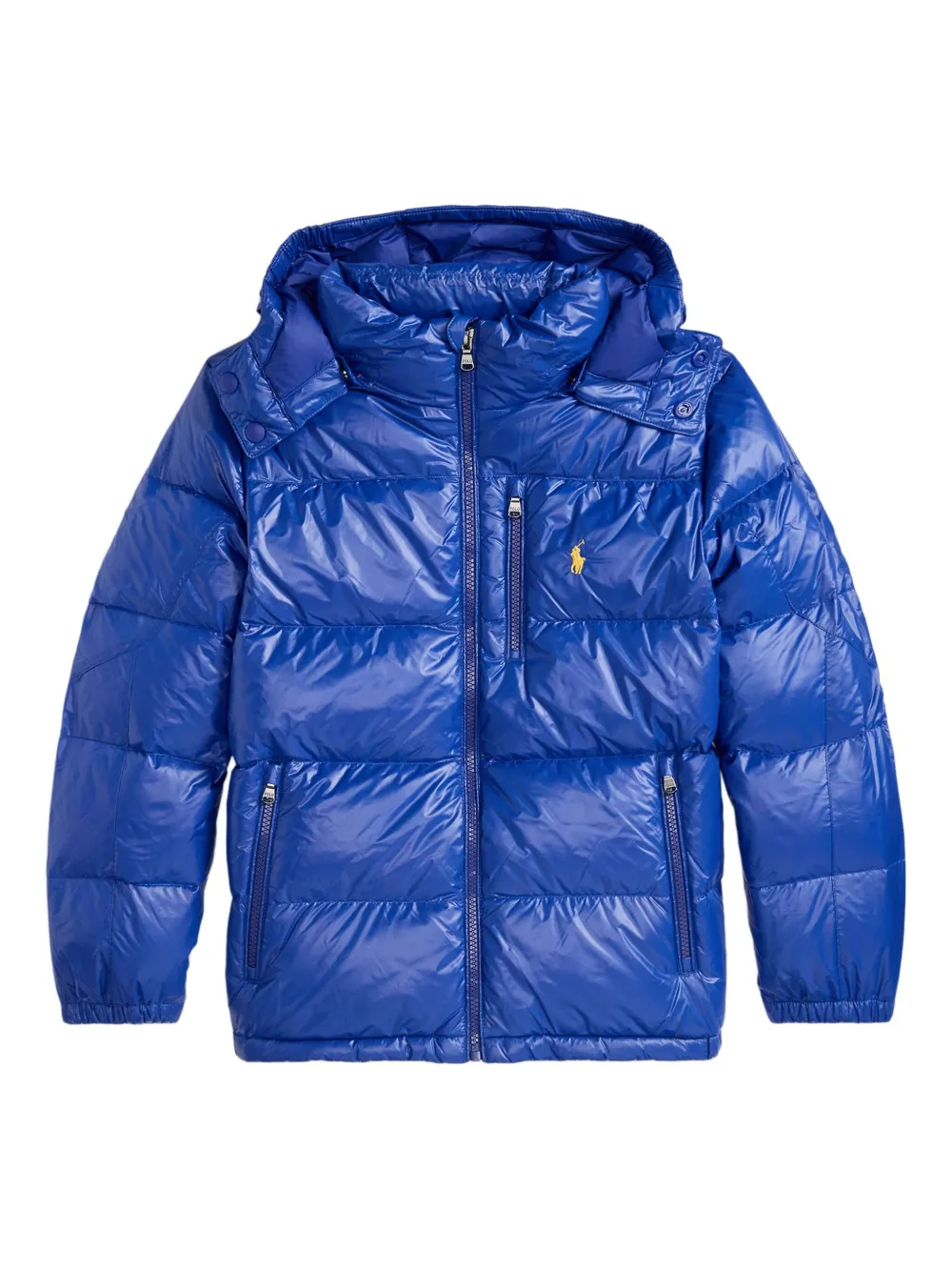 

Пуховик с капюшоном и логотипом POLO RALPH LAUREN KIDS, синий