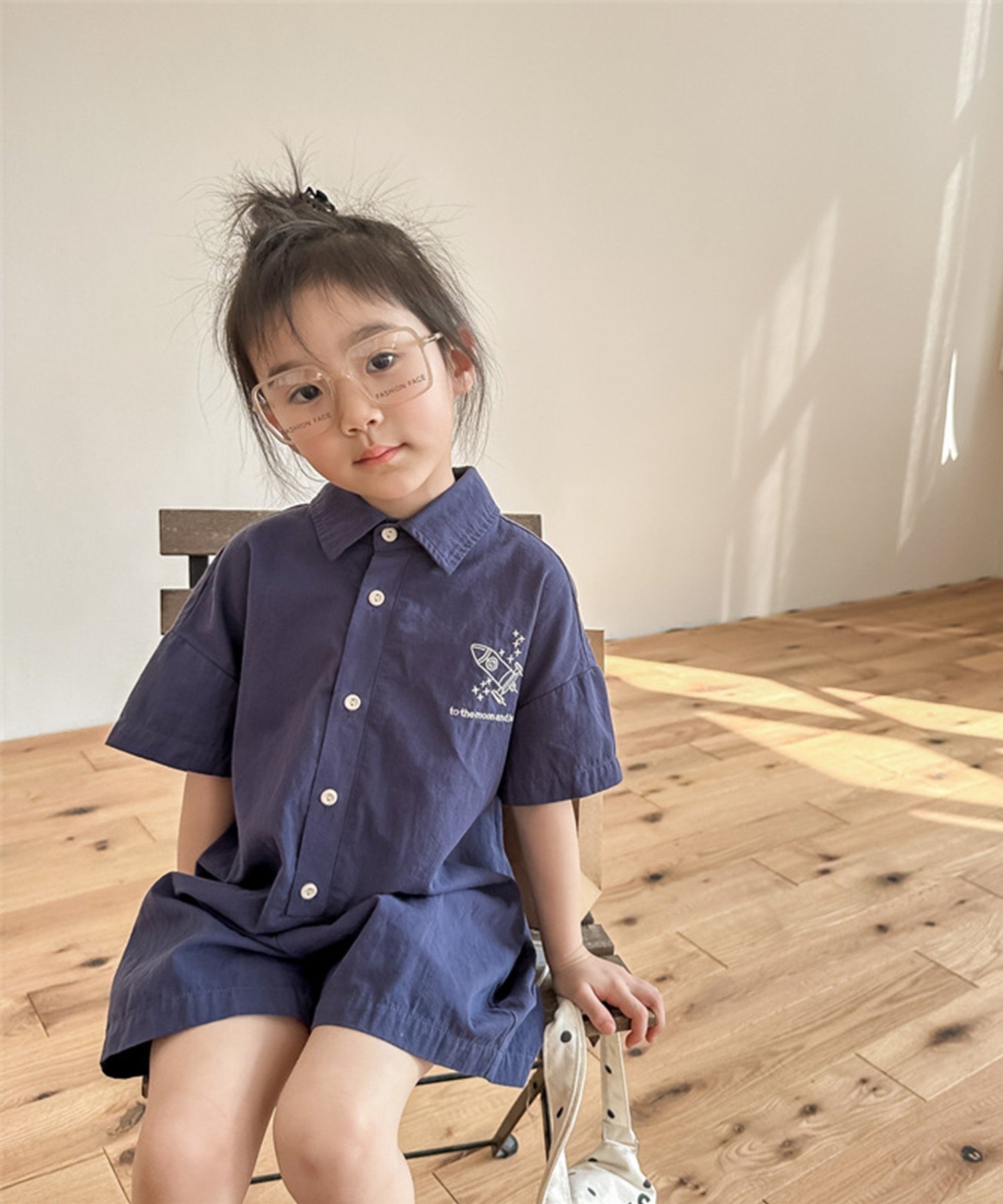 Корейский детский комбинезон с космической вышивкой Aimoha Kids, blue
