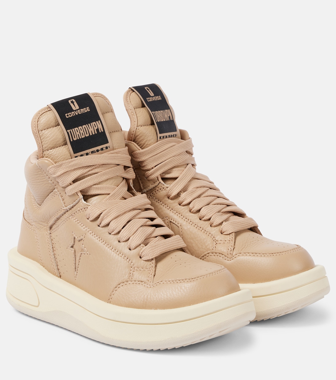 Кожаные кроссовки на платформе из коллаборации с Converse Turbowpn Rick Owens, Cave