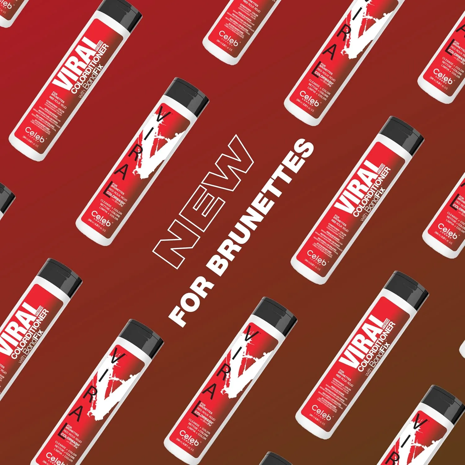Celeb Luxury Intense Color Depositing Colorwash шампунь + BondFix восстановитель, веганская краска для волос, на основе растений, полуперманентный цвет, наборы Viral и Gem Lites, Red for Brunnettes — фото 2