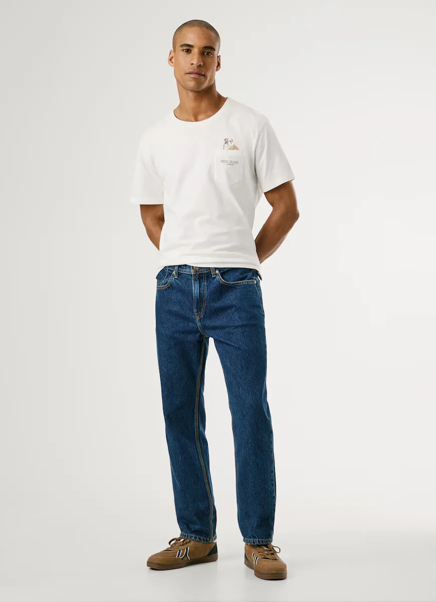 

Ковбойские джинсы Byron fit мужские прямые с вышитым флагом Pepe Jeans, синий