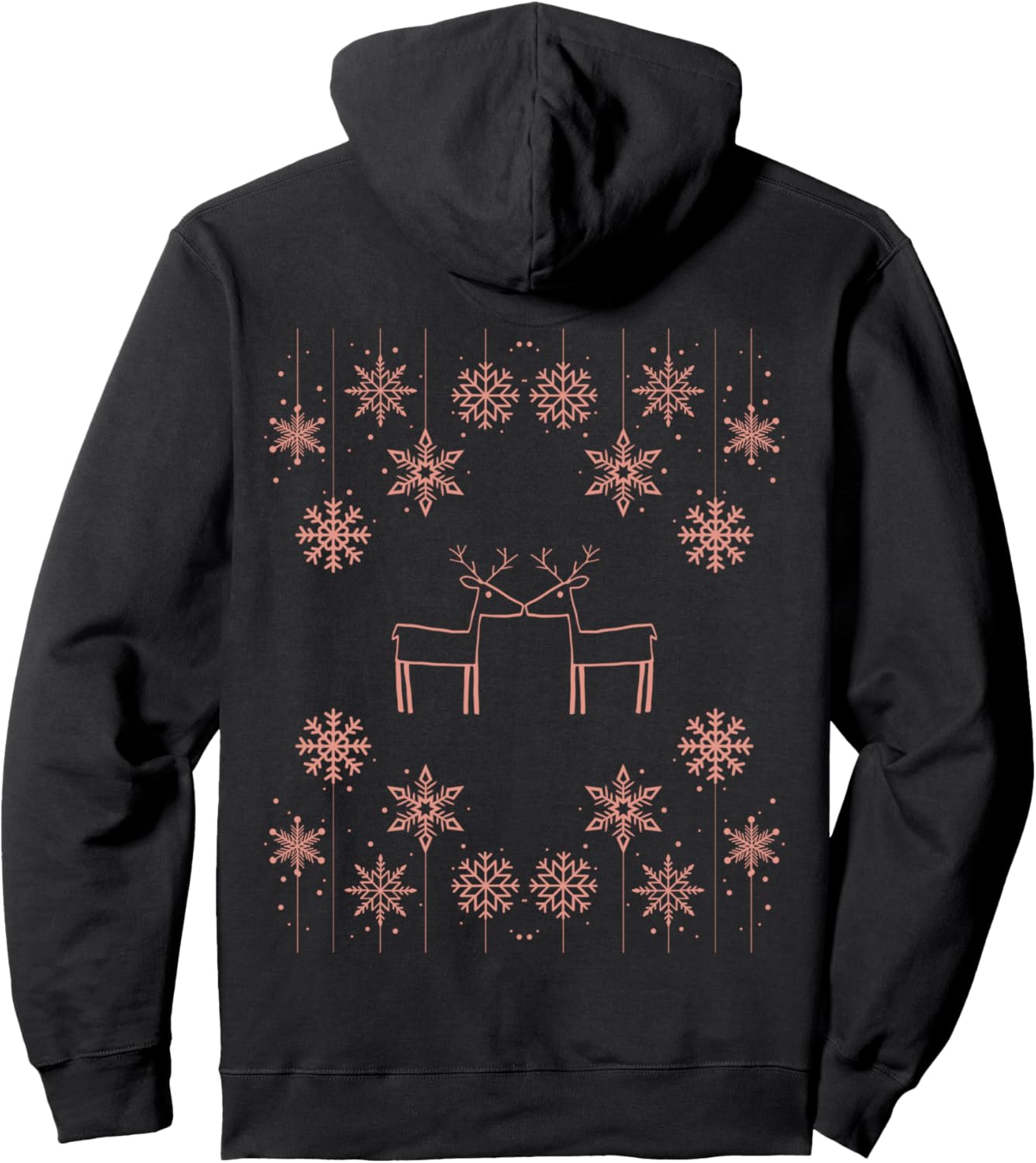 

Худи Christmas Kiss Reindeer Snowflake Peach, черный, размер S Christmas Kwanzaa Hanukkah Holiday Shop