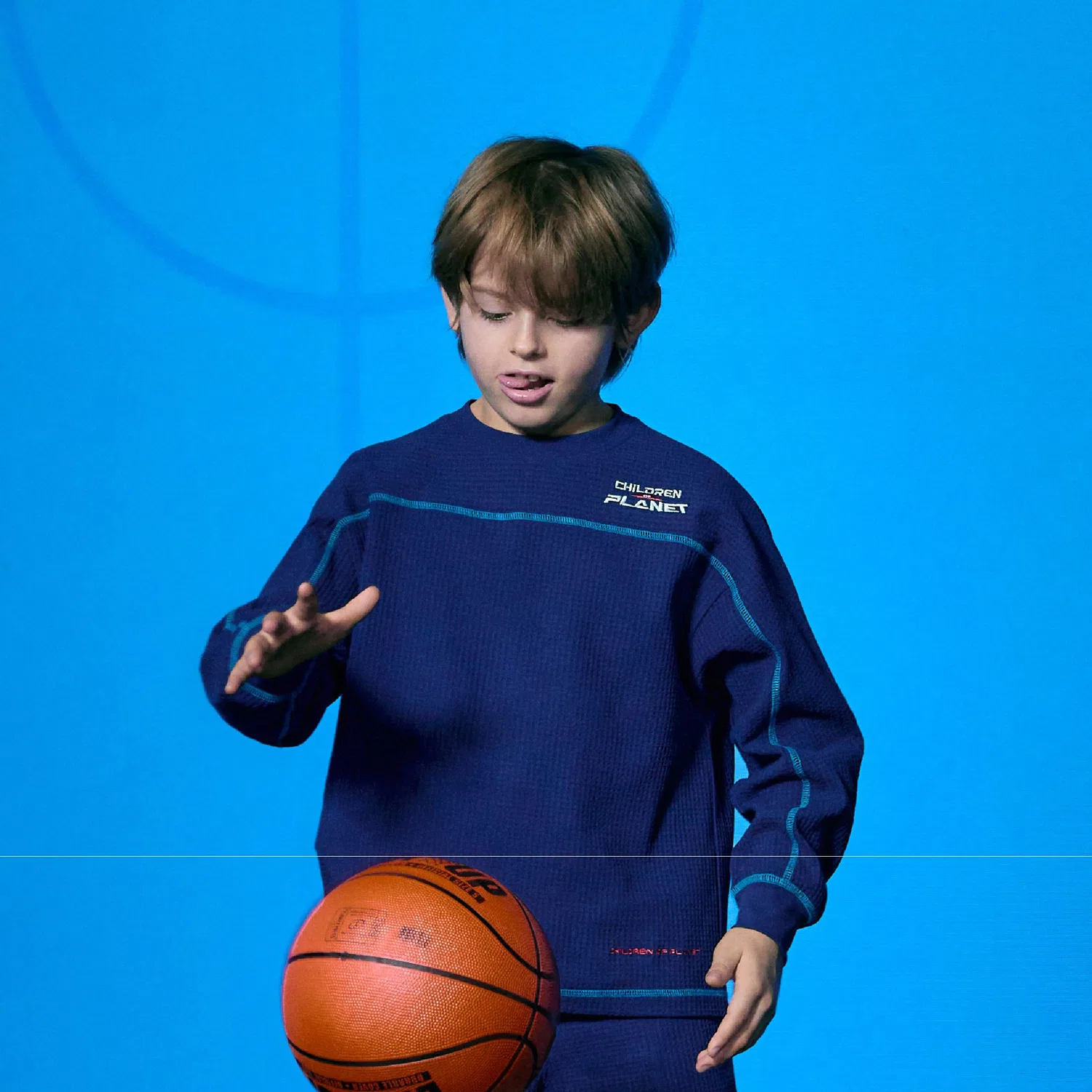Детский лонгслив Children Of Planet Croffle Uniform, синий аде — фото 3
