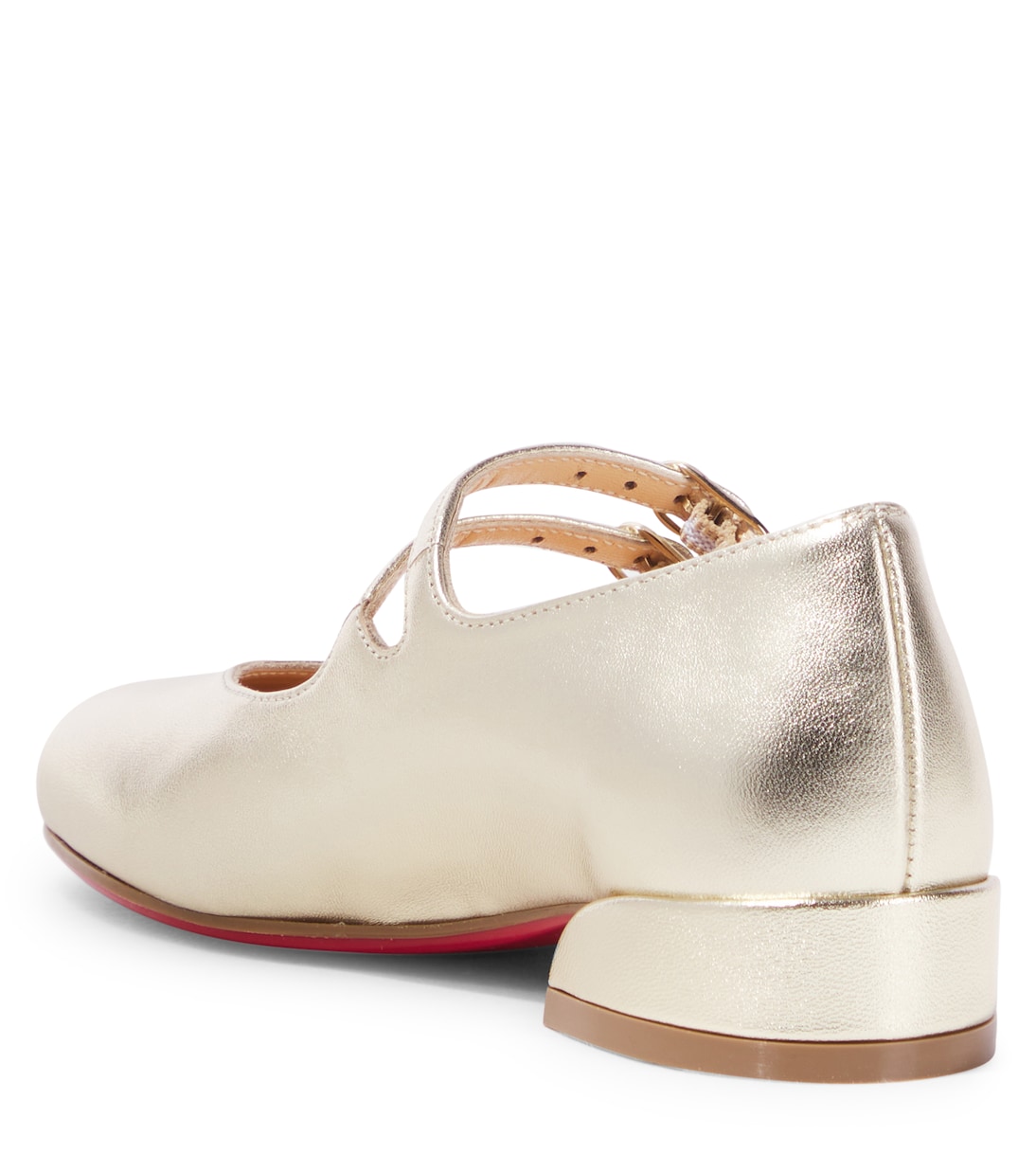 Jane Fille кожаные балетки Mary Jane с металлизированным эффектом Christian Louboutin Kids, Platine — фото 3
