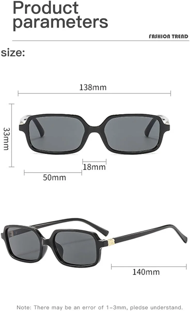 

HYLLE Ретро прямоугольные модные солнцезащитные очки для женщин, винтажные, маленькие, в стиле 90-х, забавные квадратные солнцезащитные очки, Black/Brown+ Black/Grey