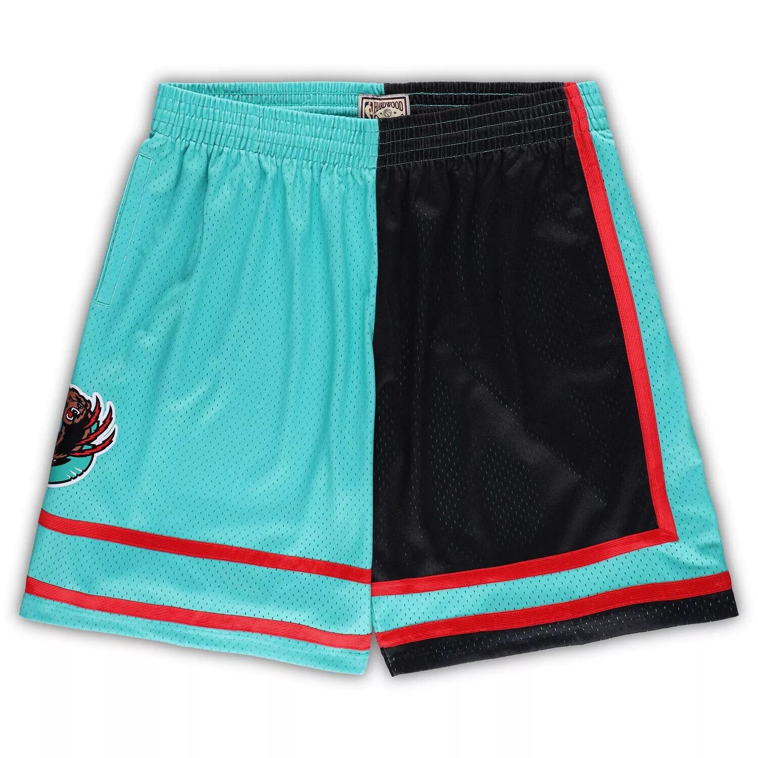 

Мужские шорты Mitchell & Ness черного/бирюзового цвета Memphis Grizzlies Big & Tall из твердой древесины, классические шорты Swingman с разрезом