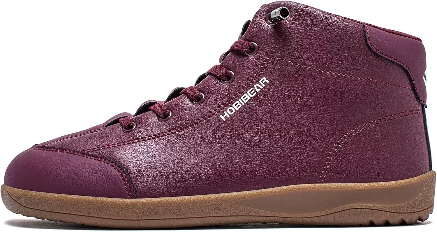 Кожаные Ботинки HOBIBEAR Barefoot, Нулевая Пятка, Широкая Подошва, Минималистичные, Унисекс, Средние Ботинки для Ходьбы, красный — фото 3