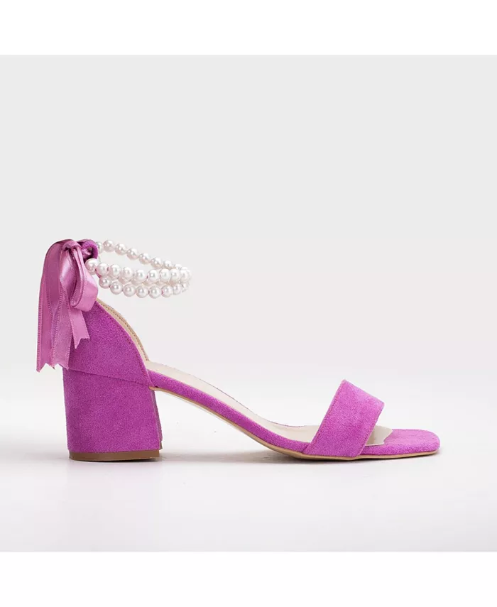 Босоножки Illy на низком каблуке с жемчугом Forever & Always Shoes, розовый