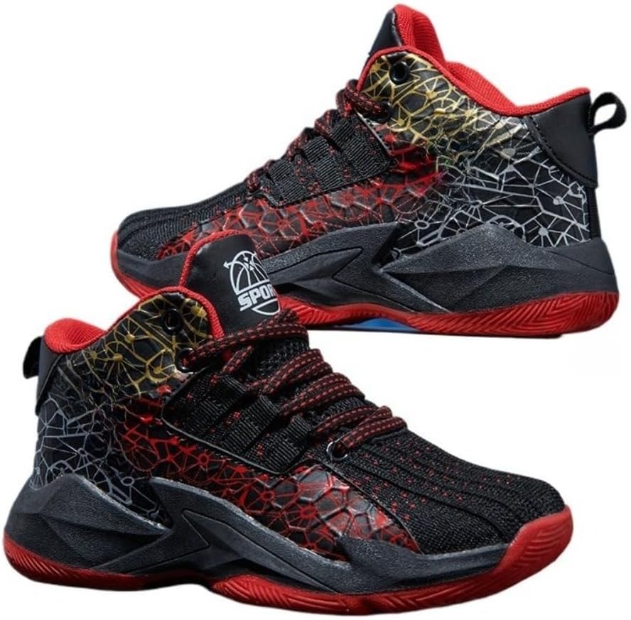 

Кроссовки для баскетбола Spedify Youth с высоким верхом, легкие, дышащие, модные спортивные кроссовки для мальчиков и девочек, большие размеры для мужчин и женщин, черный/красный