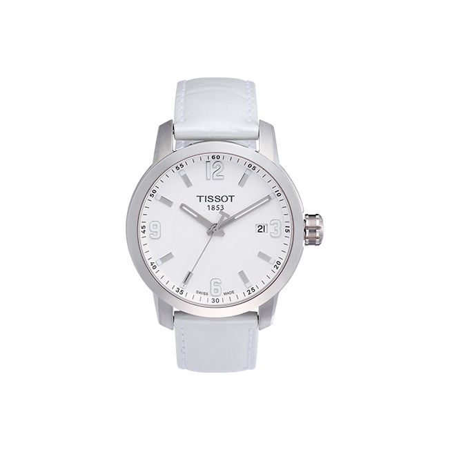 

TISSOT Часы Junchi 200 Series Quartz Movement Men's Watch Watch 39mm White Dial Stainless Steel Case Leather Strap, White Dial