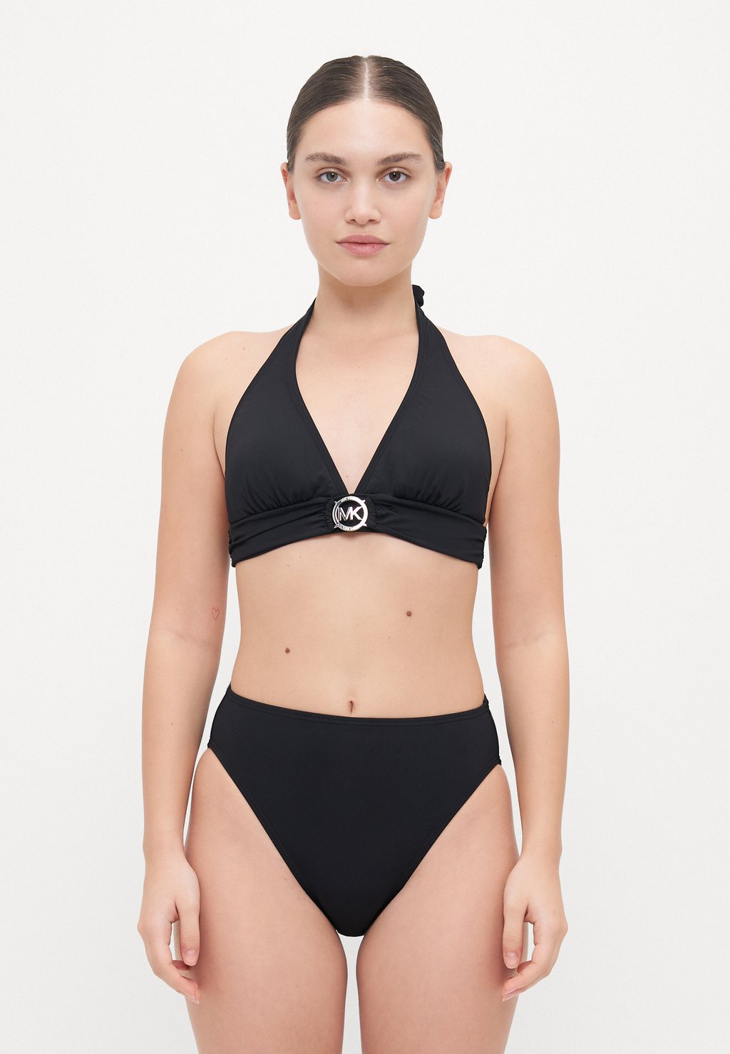 

Верх бикини LOGO RING HALTER MICHAEL Michael Kors, черный