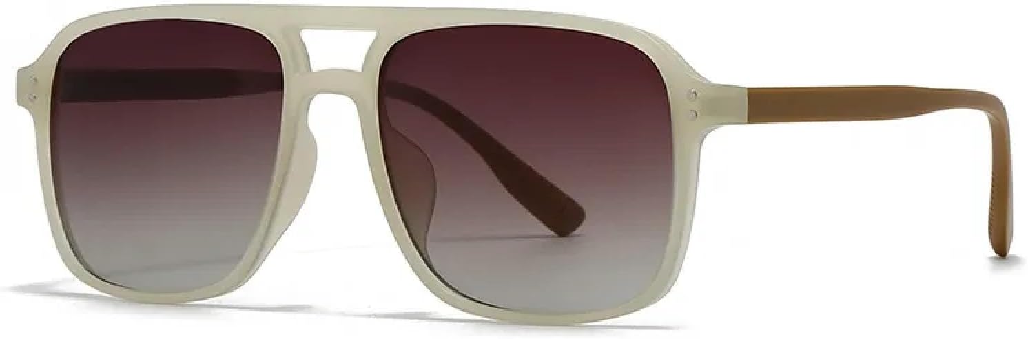 

Мужские солнцезащитные очки в стиле ретро с двойной перемычкой и заклепками, модные женские очки, черные и желтые, с защитой от УФ-излучения UV400 MWTSYSQ, C8 Beige Tea